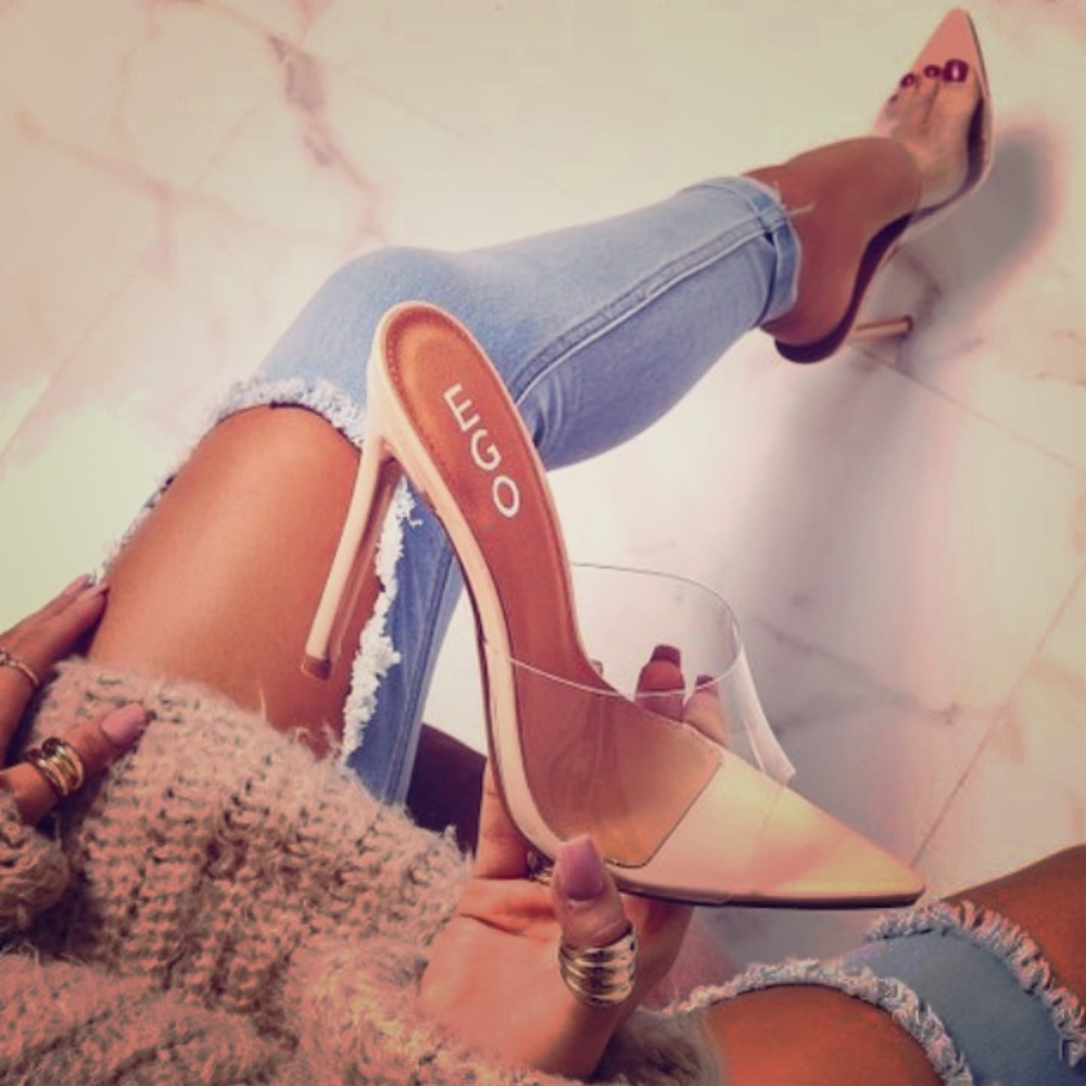 New EGO Clear Peep Toe Mules